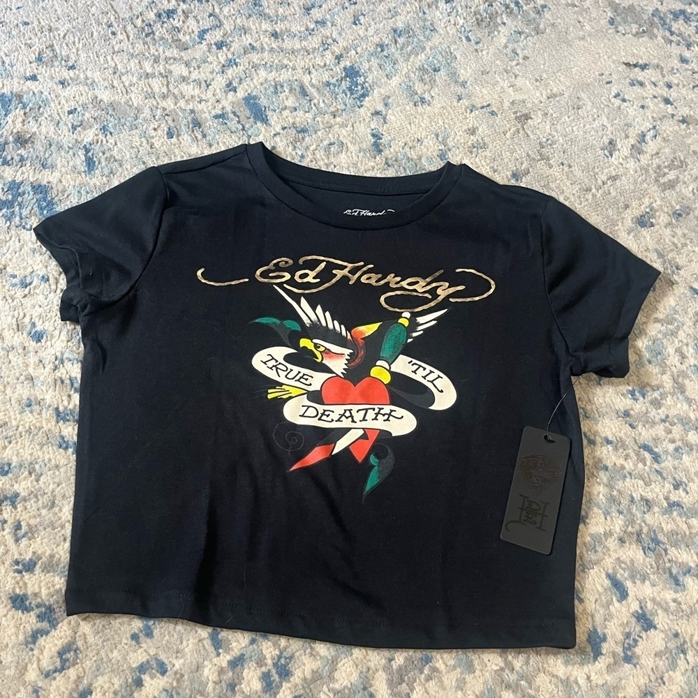 NWT Ed hardy true till death cropped graphic tee medium